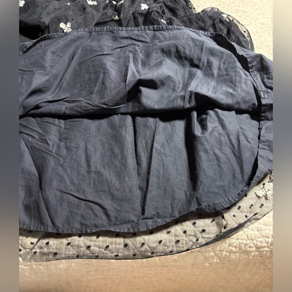 Zara Kids Girl Embroidered Tulle Dress Lined Black Sz 13-14 Sheer Long Sleeve - Picture 8 of 16